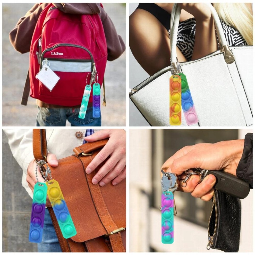 10/20/30/50PCS Rainbow Mini Keychain Pop Fidget Toys Bulk Push Bubble Stress Relief Sensory Toys for Kids Adult Key Ring Pendant thumbnail