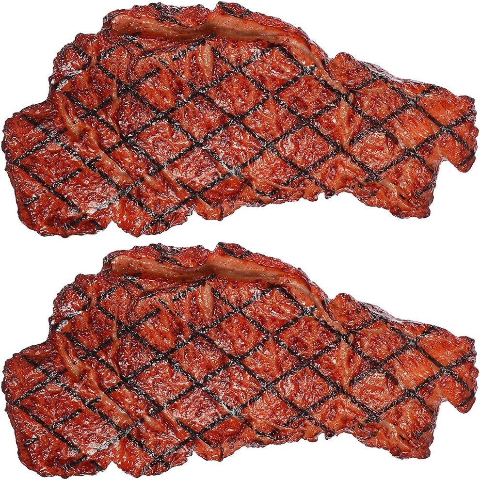 2 Pcs Artificial Fake Steak Props Simulation Food Fake Cooked Roast Beef Meat Kitchen Display