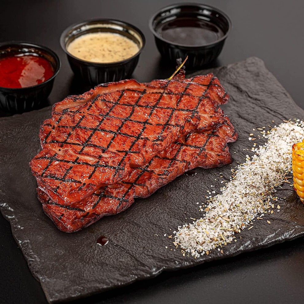 2 Pcs Artificial Fake Steak Props Simulation Food Fake Cooked Roast Beef Meat Kitchen Display thumbnail