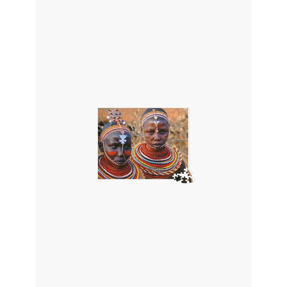 (Two African Maasai Villagers in Kenya, Africa=4962) Jigsaw Puzzle Wooden 300-Piece for Adults Kids Seniors- Home Decor Family Activity Game Wall Art thumbnail