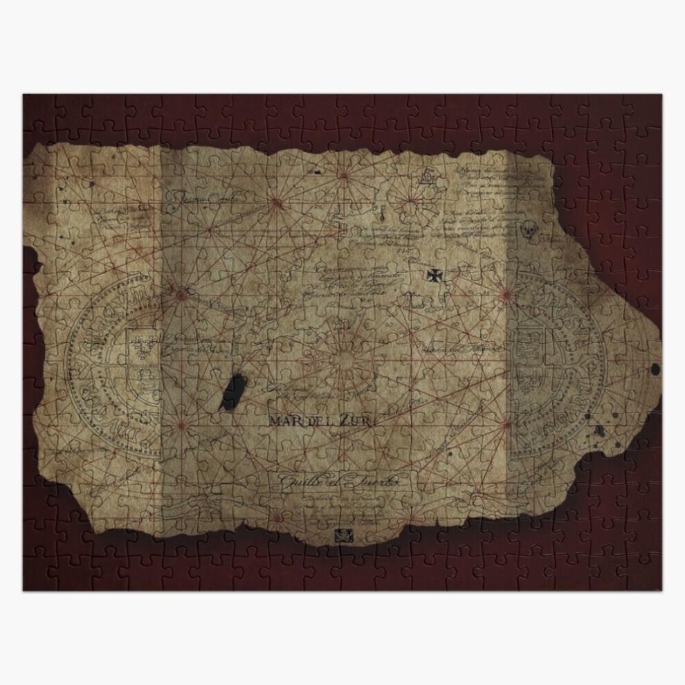 (Goonies Treasure Map=5499) Jigsaw Puzzle Wooden 300-Piece for Adults Kids Seniors- Home Decor Family Activity Game Wall Art 38x26cm / 15x10inch Birth