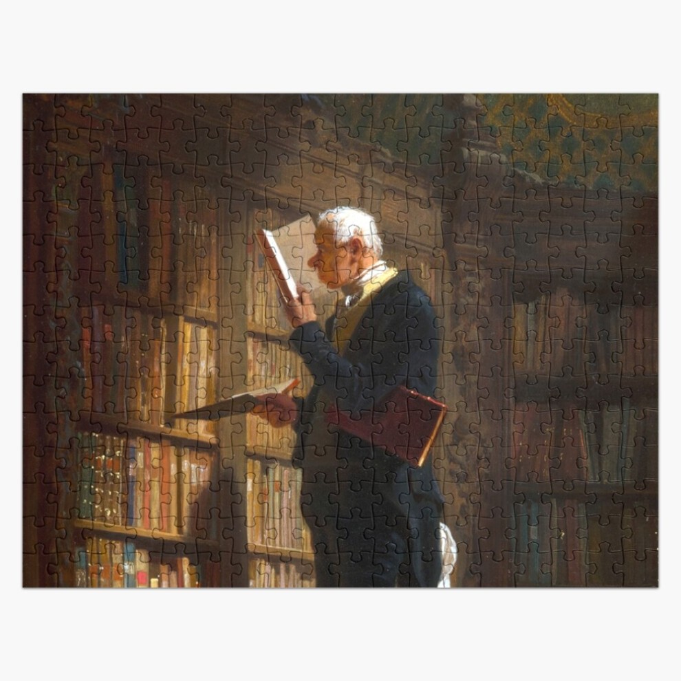 (the Bookworm - Carl Spitzweg=7287) Jigsaw Puzzle Wooden 300-Piece for Adults Kids Seniors- Home Decor Family Activity Game Wall Art 38x26cm / 15x10in