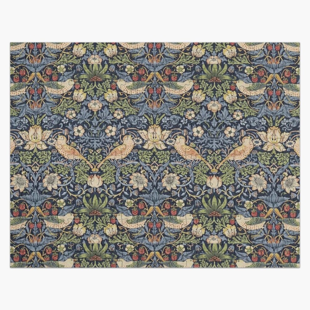 (William Morris Strawberry Thief Pattern=7950) Jigsaw Puzzle Wooden 300-Piece for Adults Kids Seniors- Home Decor Family Activity Game Wall Art 38x26c