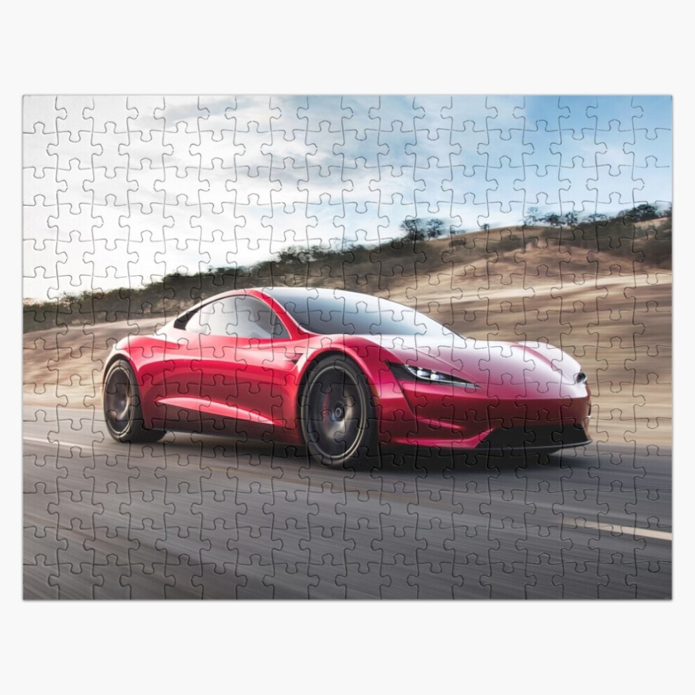 (Tesla Roadster Red=8775) Jigsaw Puzzle Wooden 300-Piece for Adults Kids Seniors- Home Decor Family Activity Game Wall Art 38x26cm / 15x10inch Birthda