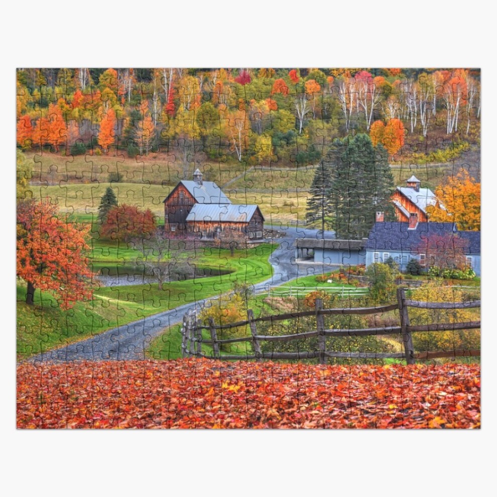 (Sleepy Hollows Farm Woodstock Vermont VT Autumn=8835) Jigsaw Puzzle Wooden 300-Piece for Adults Kids Seniors- Home Decor Family Activity Game Wall Ar