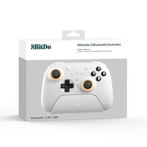 8BitDo - Ultimate 2 Bluetooth Wireless Gaming Controller for Nintendo Switch, PC - White thumbnail