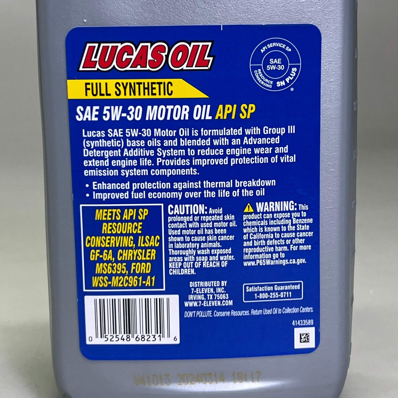 LUCAS (6 PACK) 5W-30 Full Synthetic Motor Oil API SP 1 Qt/ 946 Ml (No Box) thumbnail
