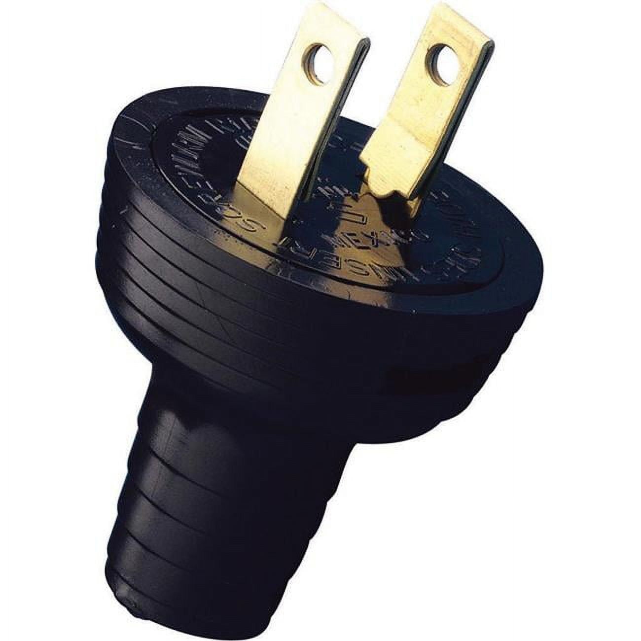 Leviton 48642-000 Residential Vinyl Non-Polarized Round Plug 1-15P 18-14 AWG 2 Pole  2 Wire - Black
