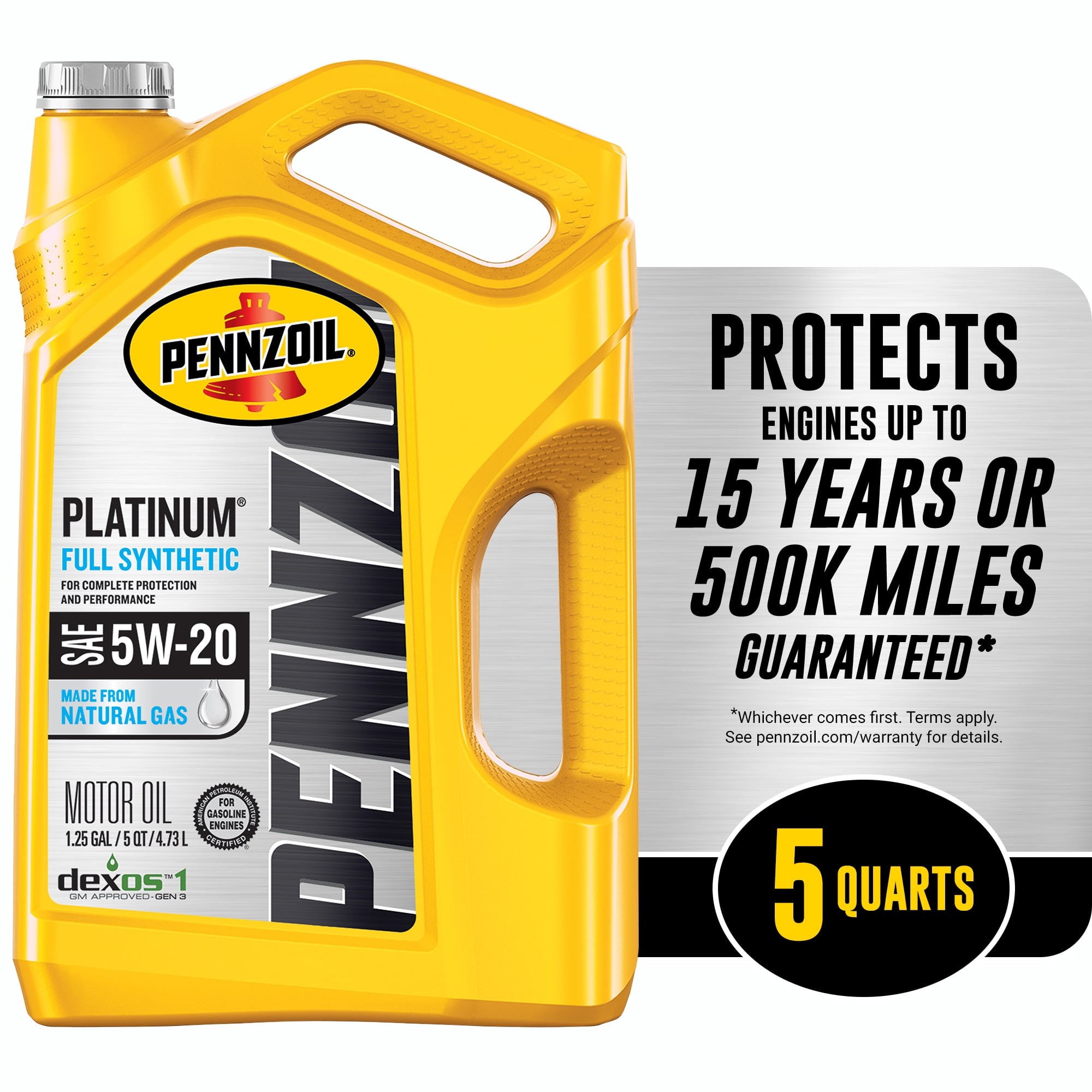 5 Qt. 5W-20 Platinum Gasoline Synthetic Motor Oil - Pack of 3