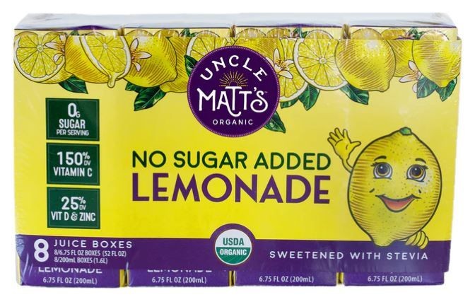 54 Fl Oz Organic No Sugar Added Lemonade Juice Box - 8 per Pack - Pack of 4