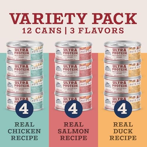 Natural Balance Ultra Protein Chicken/Duck/Salmon Wet CaT Pate Variety 12/2.8oz