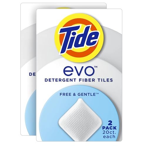 Tide Evo Laundry Detergent Tiles  Free & Gentle  Hypoallergenic  Unscented  40 Count