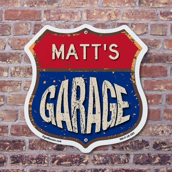 Matt S Garage 12 Inch X 12 Inch Shield-Shaped Rust-Free Aluminum Metal Sign Weather Resistant  UV Protected to Last  Gift for Dads and Uncles Classic 