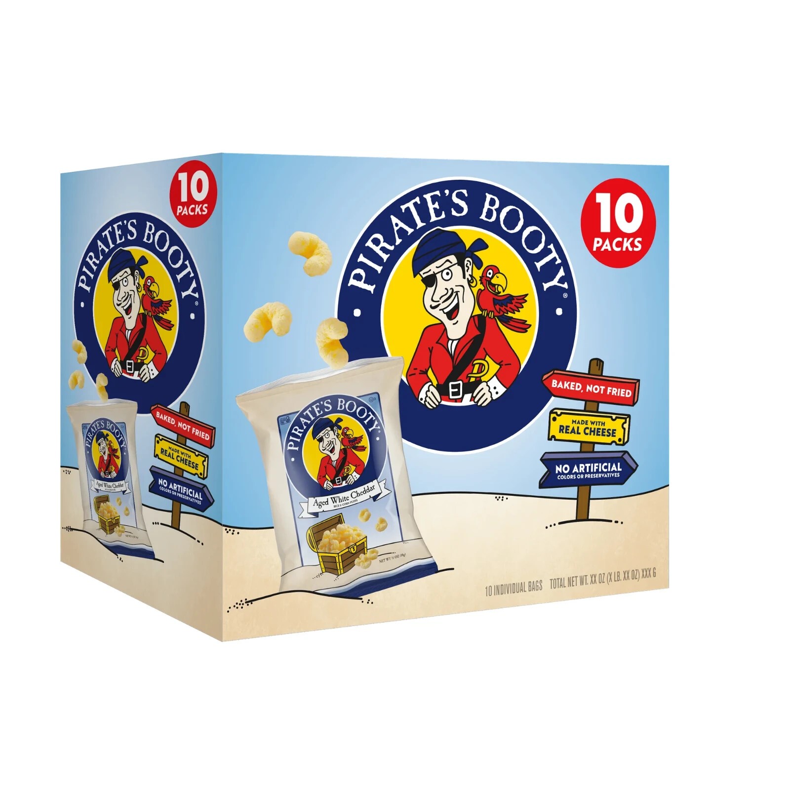 Pirate's Booty Aged White Cheddar Cheese Puffs Snack Multipack - 5oz/10pk