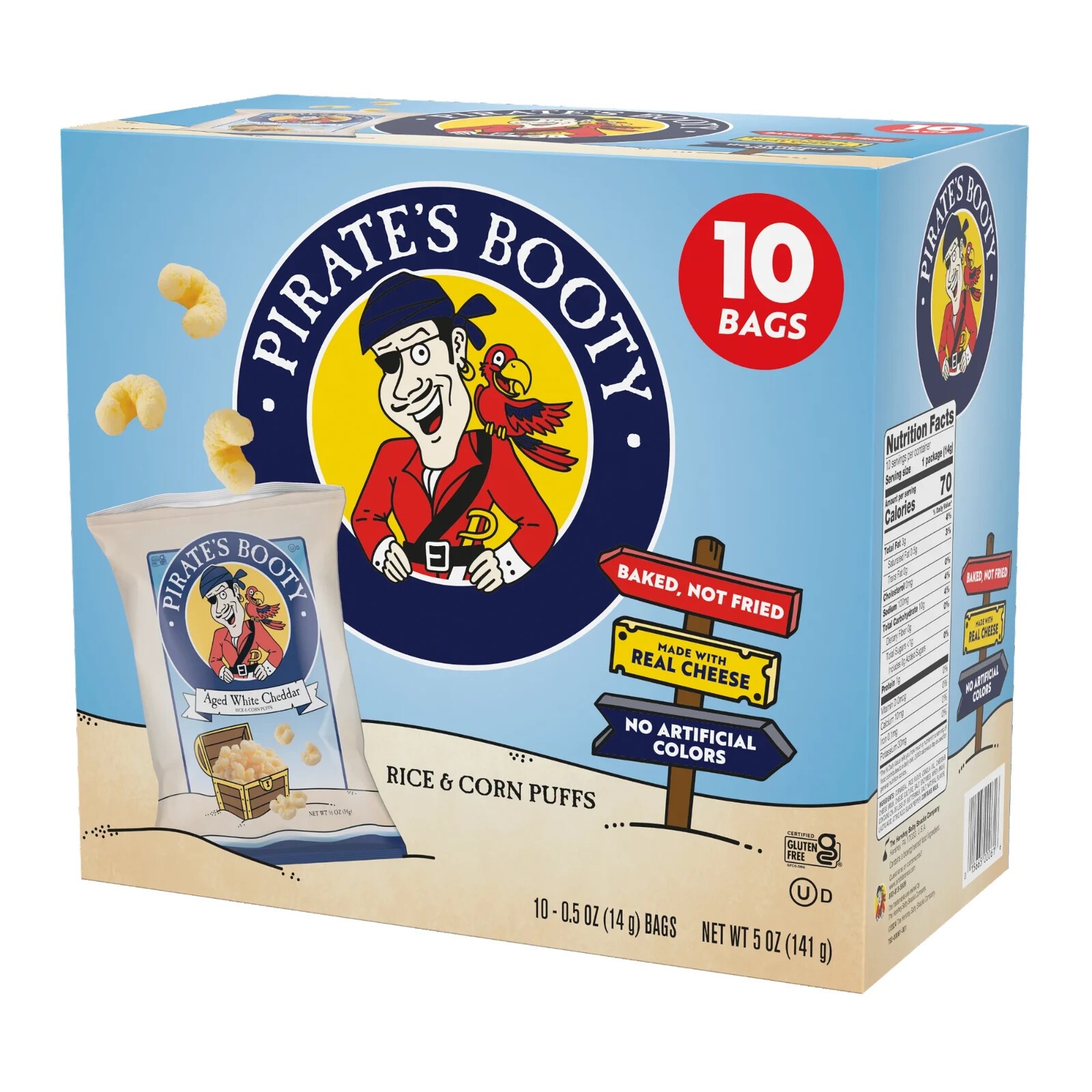 Pirate's Booty Aged White Cheddar Cheese Puffs Snack Multipack - 5oz/10pk thumbnail