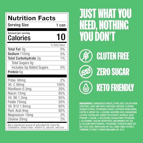 ZOA Energy Sugar Free Energy Drinks with Electrolytes for Hydration, Lemon Lime - 12 Fl Oz (12-Pack) thumbnail