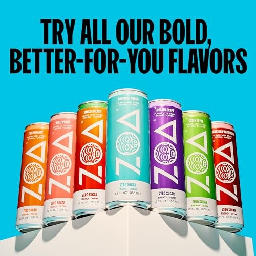 ZOA Energy Sugar Free Energy Drinks with Electrolytes for Hydration, Lemon Lime - 12 Fl Oz (12-Pack) thumbnail