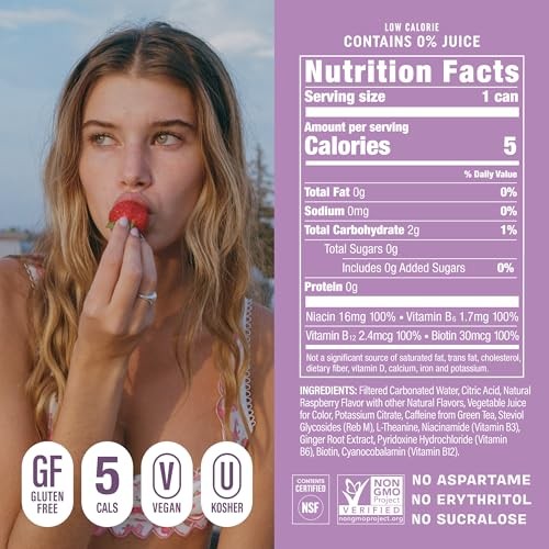 GORGIE Sugar Free Natural Energy Drinks, Sparkling Wild Berry (12 Pack) - Healthy Energy Drinks - Natural Coffee Replacement with Green Tea Caffeine a thumbnail