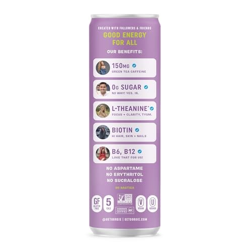 GORGIE Sugar Free Natural Energy Drinks, Sparkling Wild Berry (12 Pack) - Healthy Energy Drinks - Natural Coffee Replacement with Green Tea Caffeine a thumbnail