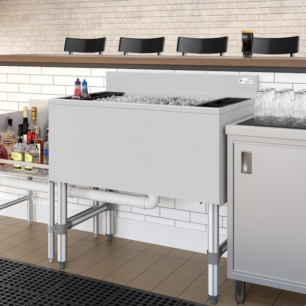30 in. Commercial Underbar Ice Bin with Siding Lid in Stainless Steel (KM-UIB-1830)