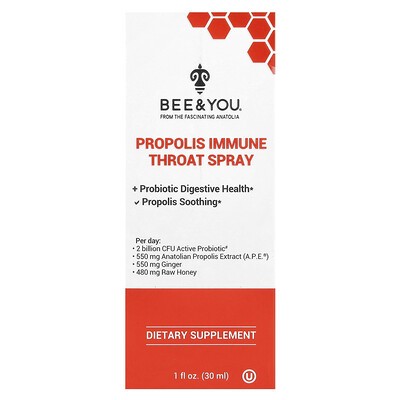 Bee & You, Propolis Immune Throat Spray, 1 Fl Oz (30 Ml)