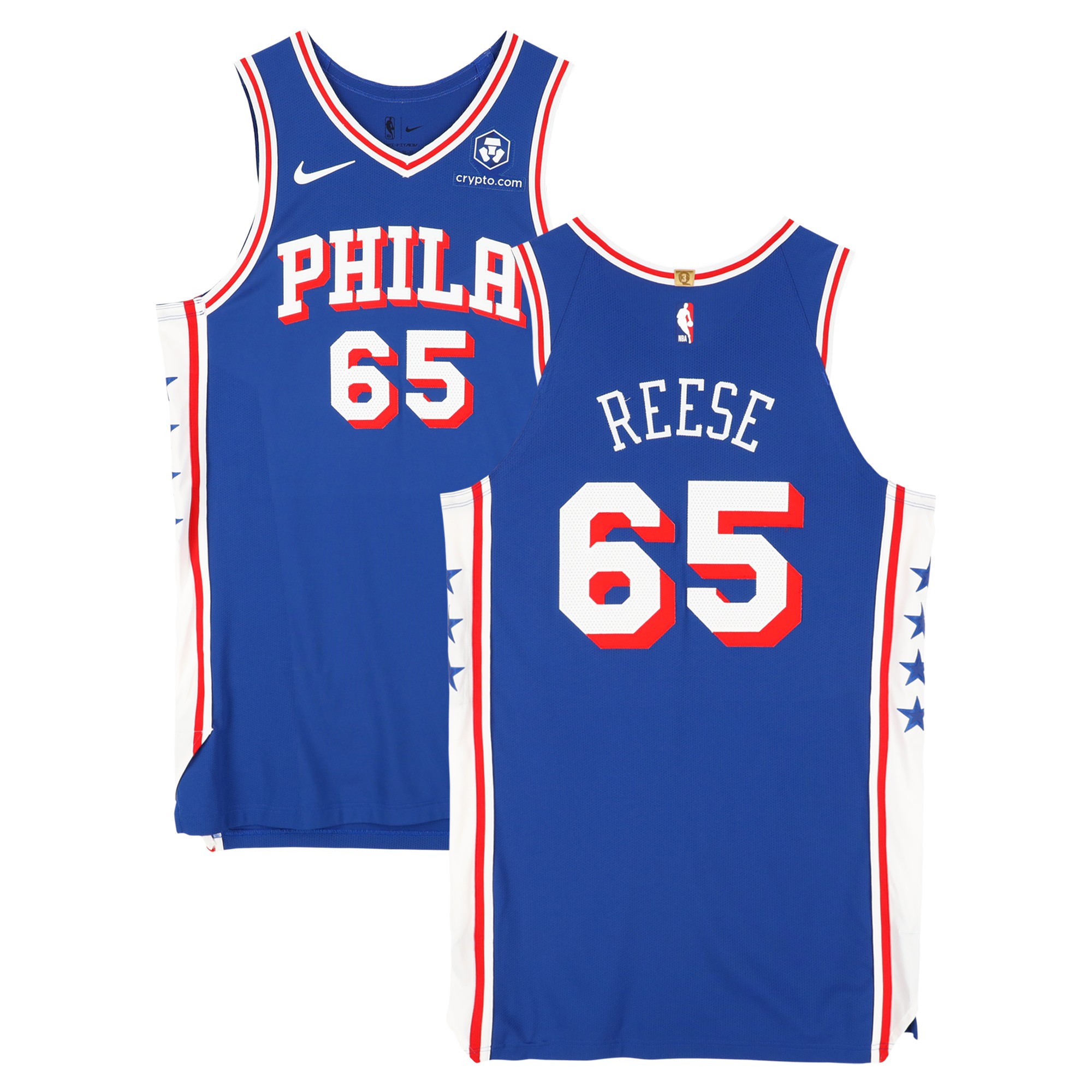 Alex Reese Philadelphia 76ers Player-Issued #65 Royal Nike Jersey from the 2024-25 NBA Season - Size 50+6