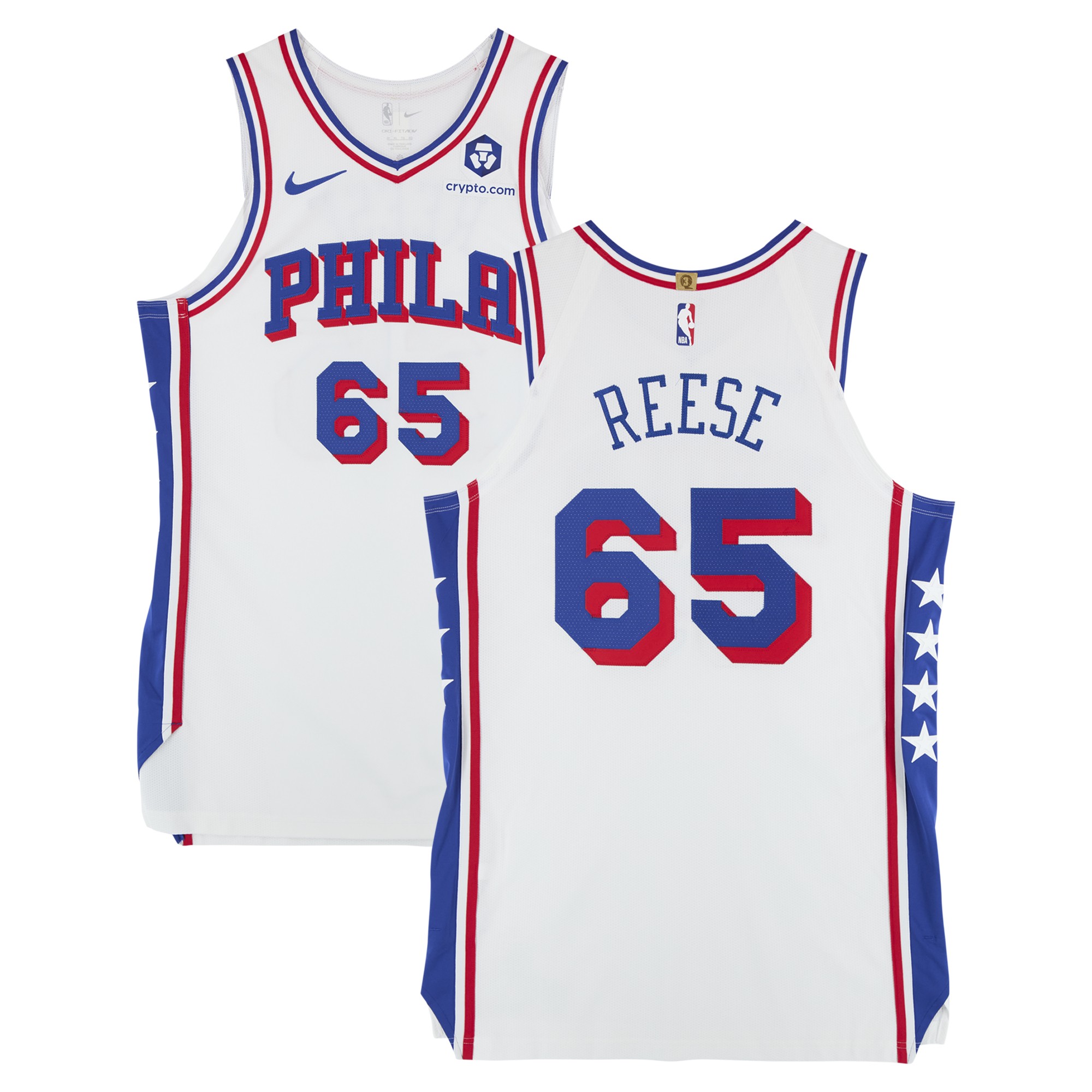 Alex Reese Philadelphia 76ers Game-Used #65 White Nike Jersey Vs. New York Knicks on April 1, 2025 - Size 50+4