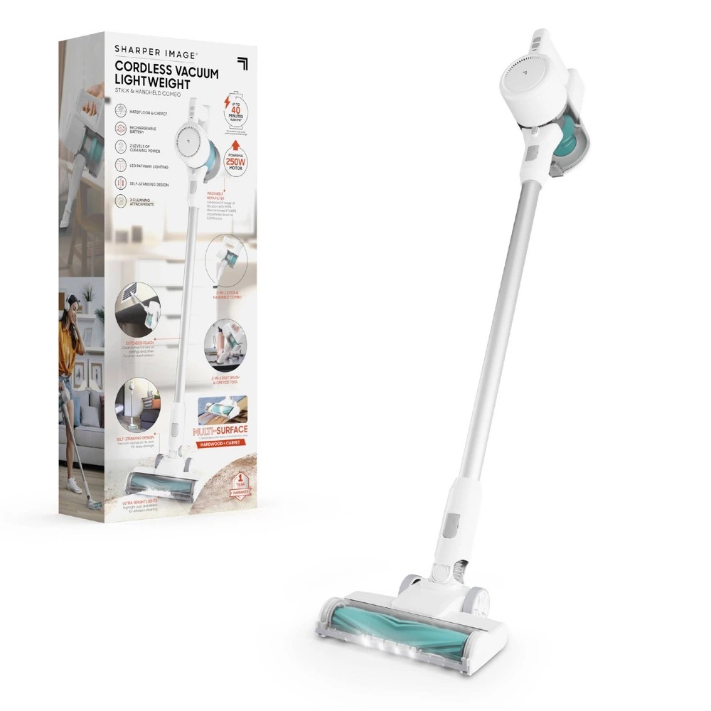 (lightly used) Sharper Image Cordless Vacuum Lightweight Stick and Handheld Combo White