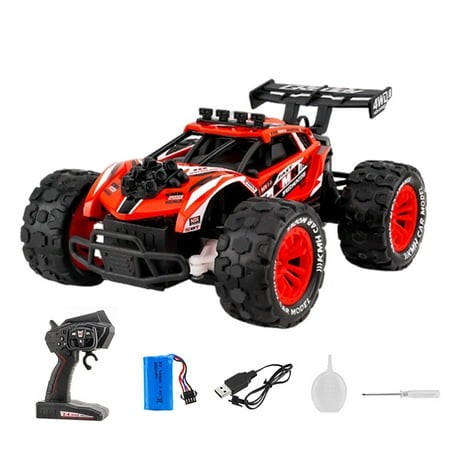 1:18 Scale High Speed 4WD Remote Control RC Car with 6 LED Lights 30+KM/H Off Road RC Truck for Boys 8 12（Red a）