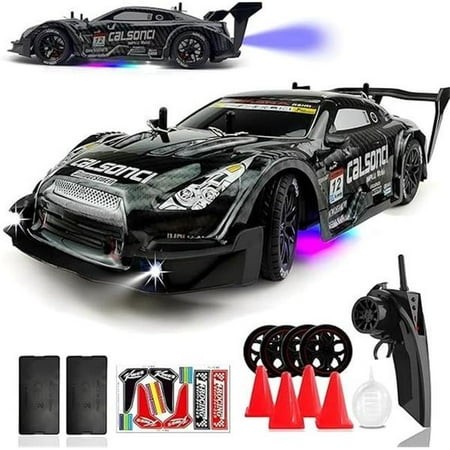 A-Sonic XS70850 1-16 Scale RC Drifting Car 2.4GHz Spray 4WD LED Lights 30 Plus Km-h High Speed Remote Control Car 2 Batteries 60Min Infinitely Variabl