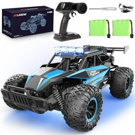 A-Sonic XS71021 20 Km-h Remote Control Car - 30 Plus Min with Chassis Lights 2 Batteries - 13 in. All Terrains RC Monster Trucks Off Road Vehicle for 