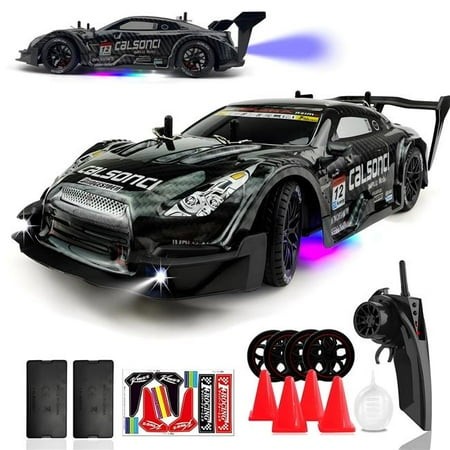 A-Sonic XS70756 RC Drifting Car 2.4GHz Spray 4WD LED Lights 30 Plus Km-h High Speed Remote Control Car 2 Batteries 60Min Infinitely Variable Speed Dri