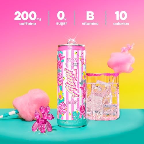Alani Nu COTTON CANDY Sugar Free, Low Calorie Energy Drinks, 200mg Caffeine, Biotin B Vitamins, Zero Sugar, 10 Calories, 12 Fl Oz Cans, 24 Pack thumbnail