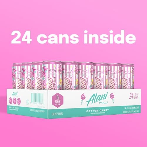 Alani Nu COTTON CANDY Sugar Free, Low Calorie Energy Drinks, 200mg Caffeine, Biotin B Vitamins, Zero Sugar, 10 Calories, 12 Fl Oz Cans, 24 Pack thumbnail