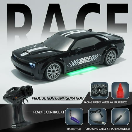 30 KM/H RC Drift Car 1:24 Scale 2.4GHz 4WD Remote Control Sport Racing on-Road Vehicle for Adults Boys Girls Kids Gifts