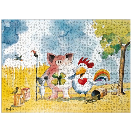 MyPuzzle - with Ice - Heine Three Friends and an Ice Cream - Helme Heine - Premium 500 Piece Jigsaw Puzzle for Adults
