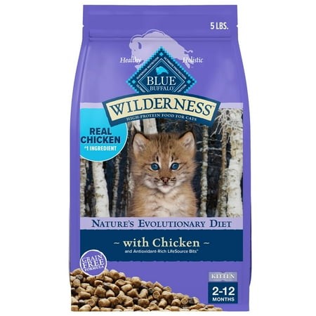 Blue Buffalo Wilderness Natural Kitten Dry Cat Food  with DHA and ARA to Support Brain and Eye Development  High-Protein and Grain-Free Diet  Chicken 