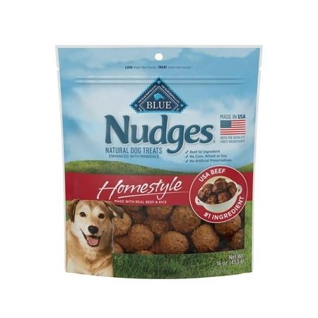 Blue Buffalo Nudges Homestyle STF9 Natural Dog Treats  Beef and Rice  16oz Bag