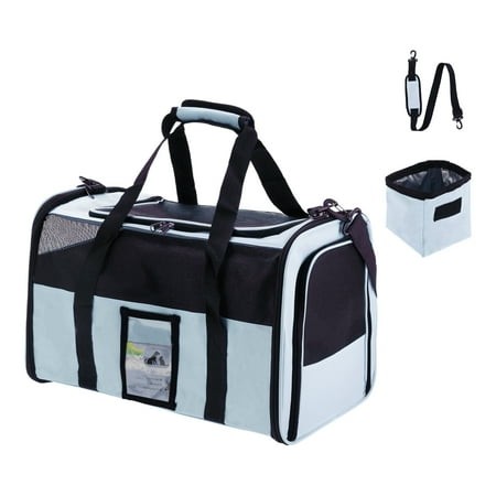 Unique Bargains Cat Carrier with Portable Food Bowl Puppy Carrier for Medium Small Cats Dogs Puppies up to 13 Lbs Blue