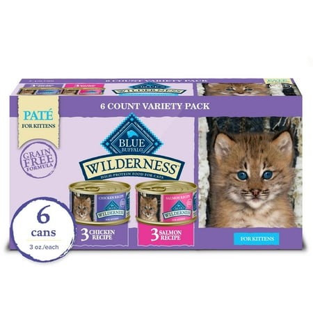 (2Packs) Blue Buffalo Wilderness Wet Kitten Food  Chicken & Salmon Variety Pack  3-oz. (6 Count)