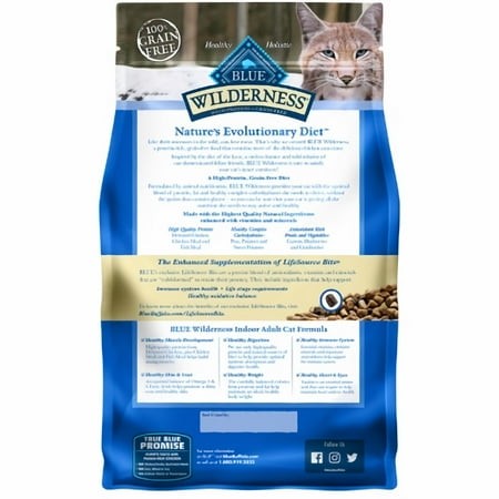 Blue Buffalo Wilderness High Protein Indoor Chicken Dry Cat Food for Adult Cats Grain-Free (Pack of 5)