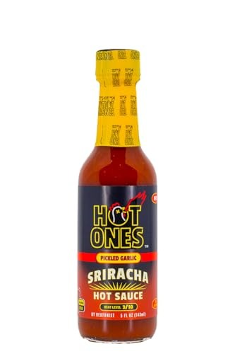 Hot Ones Pickled Garlic Sriracha Hot Sauce | Spicy, Savory Sriracha Made with Natural Ingredients | 5 Fl Oz. (1 Pack)
