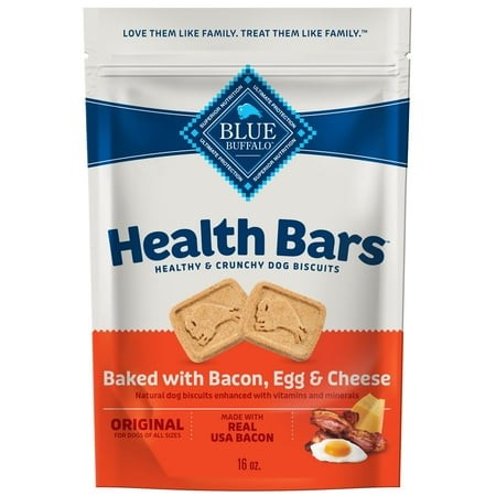 Blue Buffalo Health Bars Crunchy HYZ01 Dog Biscuits  Oven-Baked with Natural Ingredients  Bacon  Egg & Cheese   16-oz. Bag