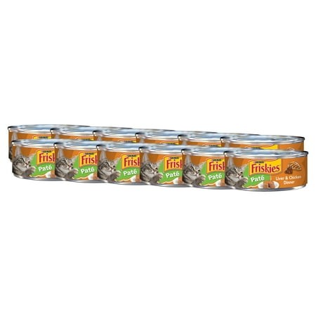 (12 Pack) Purina Friskies Liver & Chicken Flavor Pate Wet Cat Food  5.5 Oz Can