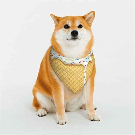 Easygdp White Ice Cream Premium Dog Bandanas Triangle Scarf  Suitable for Small  Medium  and Large Dogs  Dog Pet Apparel.-Small