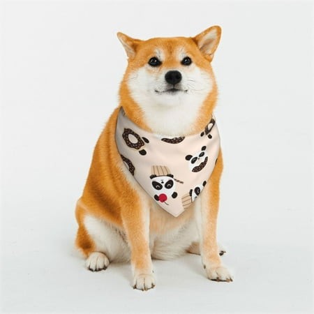 Easygdp Panda Ice Creams Donuts Premium Dog Bandanas Triangle Scarf  Suitable for Small  Medium  and Large Dogs  Dog Pet Apparel.-Large