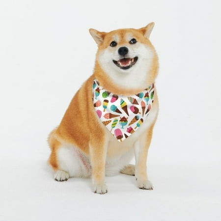 Pofeuu Ice Cream Popsicles Print Dog Bandanas  Pet Scarf for Boy and Girl  Premium Durable Fabric  Bandana for Small Medium and Large Dogs -X-Large
