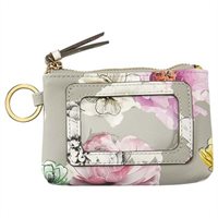 Love and Lore Coin Purse Key Ring Pop Floral Grey