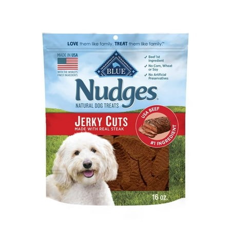 Blue Buffalo Nudges Jerky OIF8 Cuts Dog Treats  Made in the USA with Natural Ingredients  Steak  16-oz. Bag