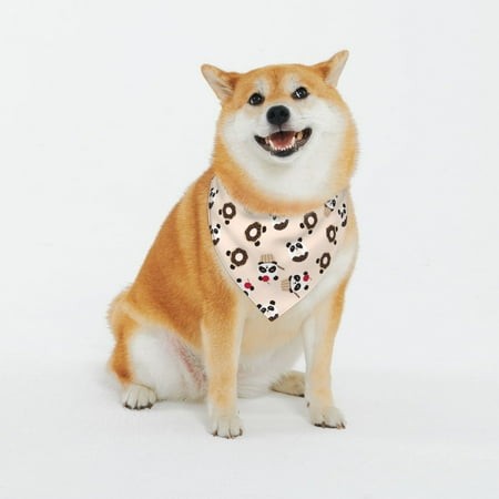 Easygdp Panda Ice Creams Donuts Dog Bandanas  Triangle Reversible Pet Scarf Premium Durable Fabric Bandana for Small and Medium Dogs-XX-Large